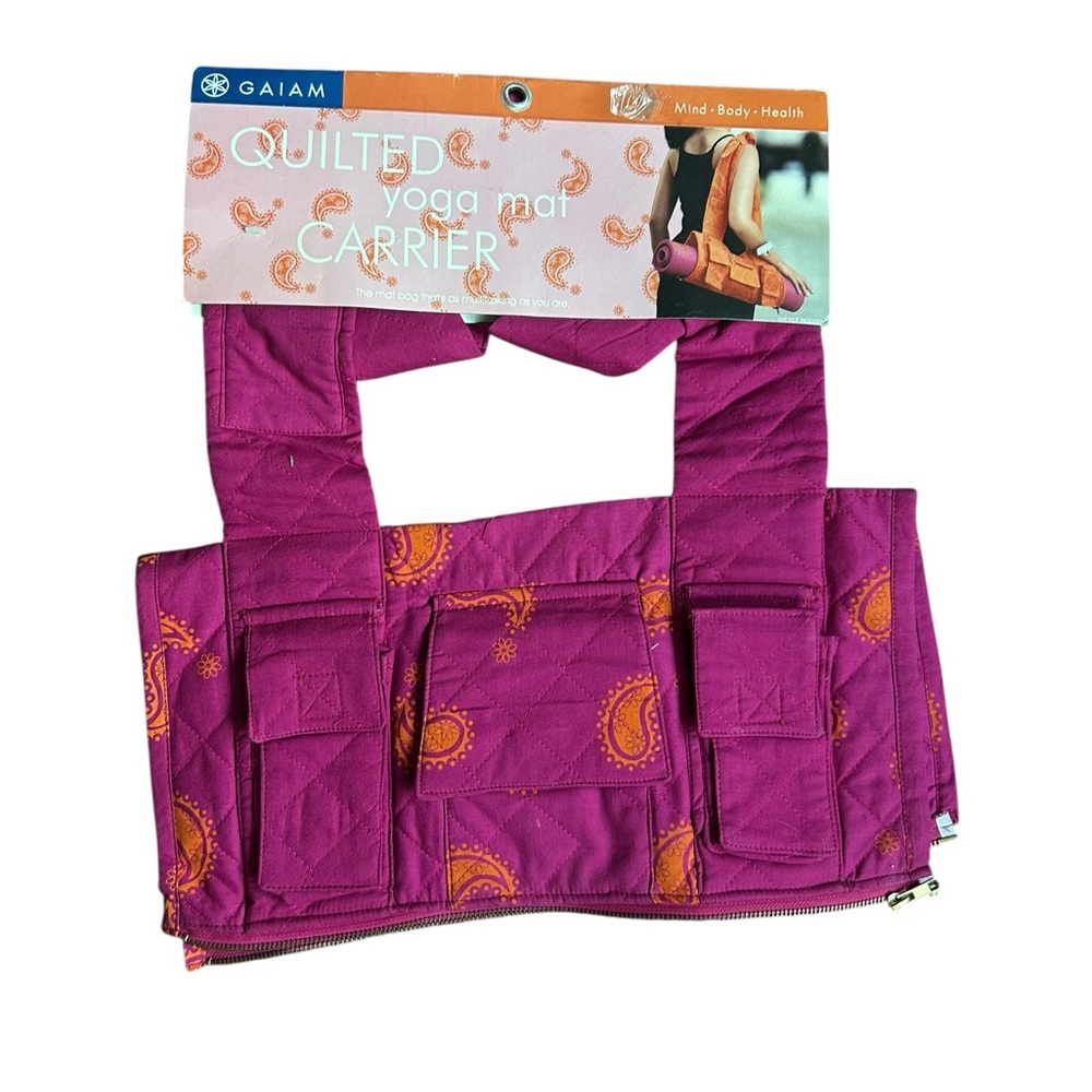 Gaiam Purple‎ Orange Paisley Quilted Yoga Mat Carrier